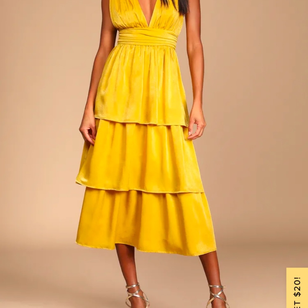 Lulu's Yellow Tiered Dress